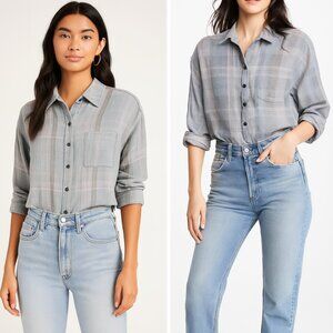 NWT Free People Cutie Gauzy Plaid Shirt